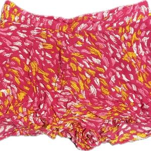 Bright Pink and Yellow Skorts with Abstract Pattern